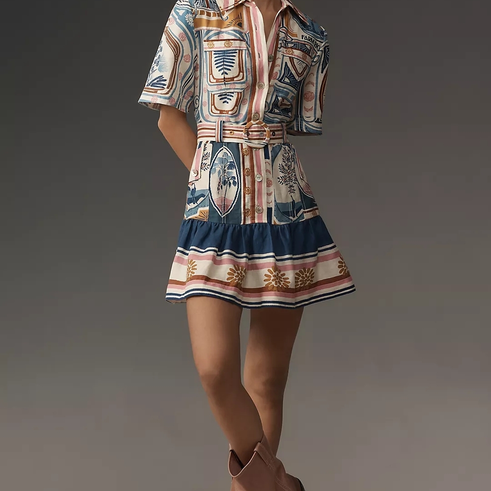FARM Rio Cerrado Linen Mini Dress